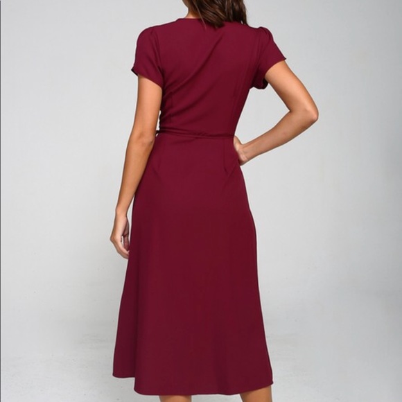Last 1✨🆕Gracious Burgundy Midi Wrap Dress - Picture 4 of 7